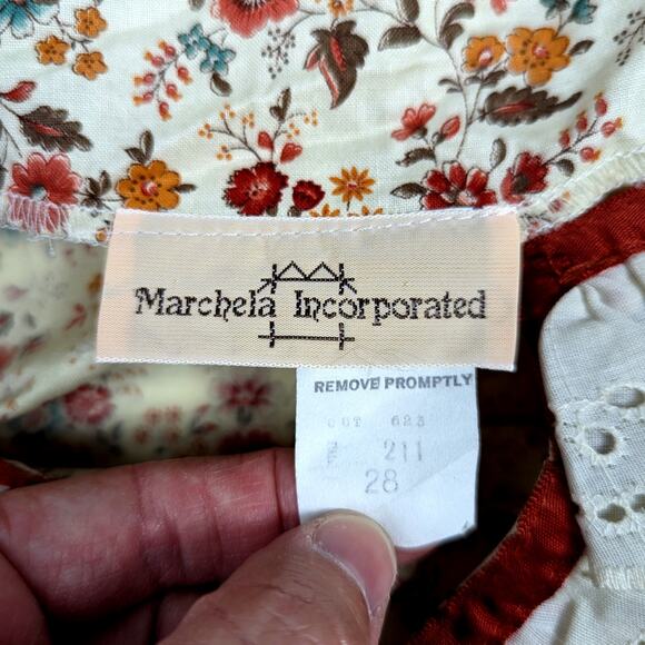 Vtg Marchela Incorporated Shirt Womens 28 M/L Floral Boho Hippie Bell Sleeve 70s - Picture 5 of 6
